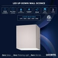 thumbnail image 7 of Luxrite Square LED Up and Down Wall Sconce, 5CCT 2700K-5000K, 15W, 1000LM, IP65, Nickel 2-Pack, 7 of 7