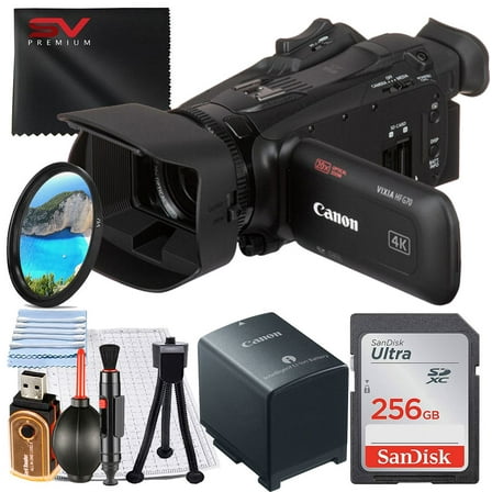 Canon Vixia HF G70 UHD 4K Camcorder with 256GB SanDisk Memory Card   UV Filter   SV Premium Accessory Bundle