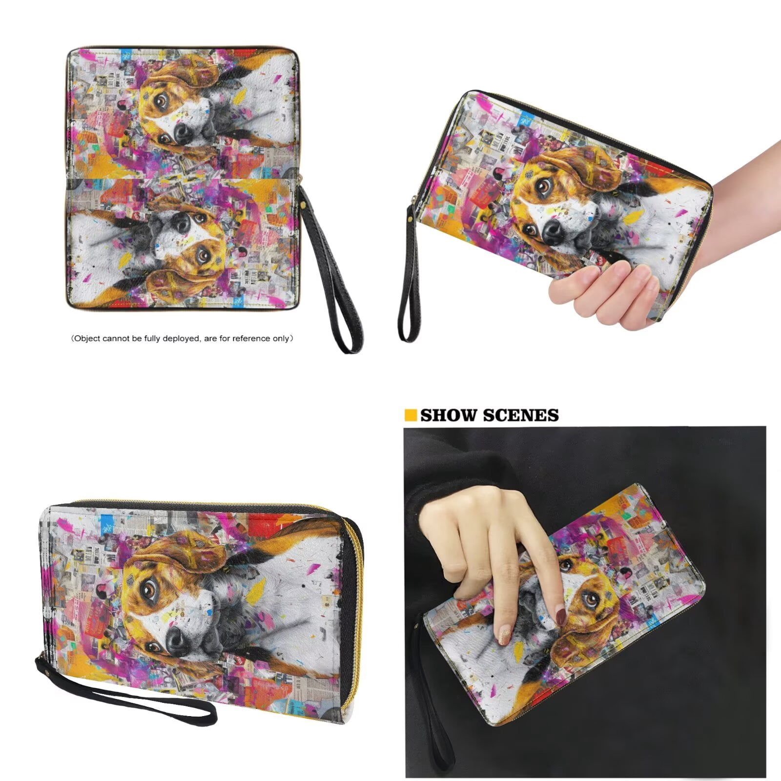TSOVTHRID Handbag and Wallet Set Beagle Dog Paint Splatter Print Large Shoulder Tote Bag Top Handle Purse with Matching Wallet PU Leather Clutch Purse Satchel Handbag for Women