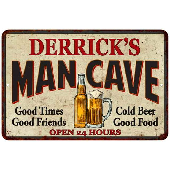 DERRICK'S Man Cave Sign 16 x 24 Matte Finish Metal 116240011181