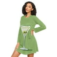 thumbnail image 3 of FORMRS Womens Long Sleeve Nightgowns Crew Neck Sleep Shirt Soft Pajamas Sizes S-3XL, Green Martini Glass, 3 of 8