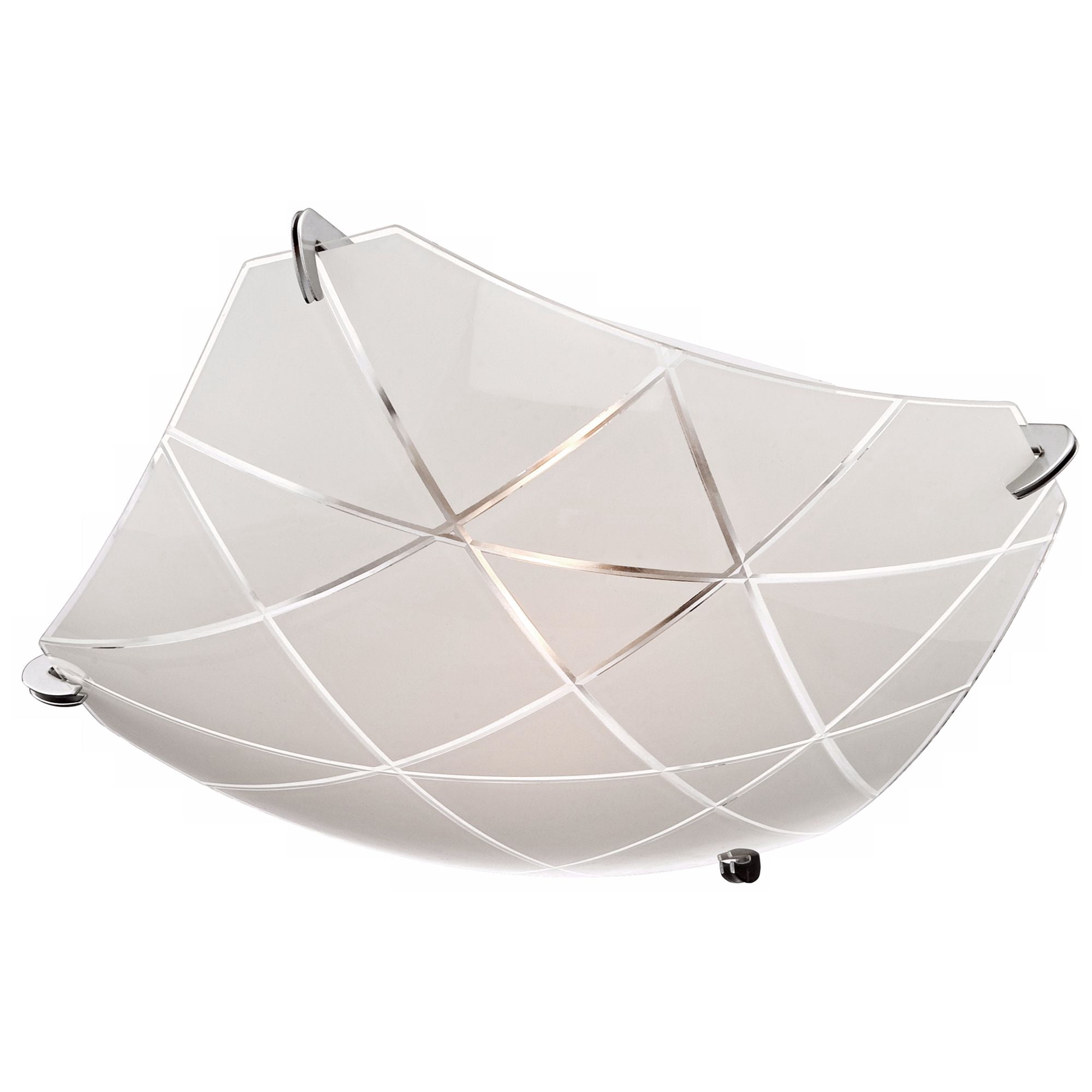 Possini Euro Design Lattice Modern Ceiling Light Semi Flush Mount Fixture 13 3/4" Wide Chrome 2-Light Square Frosted Glass for Bedroom Kitchen Hallway