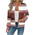 thumbnail image 2 of Women's Winter Outerwear Jacket Gradient Printed Pocket Zipper Long Sleeve Casual No Hood, 2 of 5
