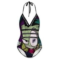 thumbnail image 5 of Cartoon Invader Zim Women's Swimwear Strap One Piece Backless Tummy Control V Neck Swimsuit Summer Beach Vacation Bathing Suit, 5 of 7