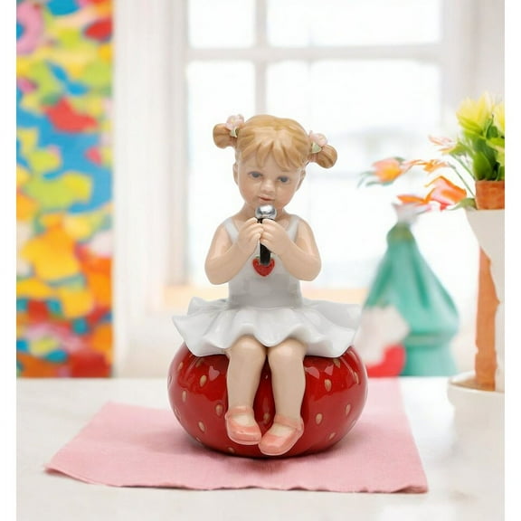 Ceramic Girl Playing on Bean Bag Figurine, Home Decor, Gift for Her, Gift for Mom