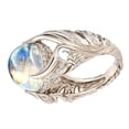 thumbnail image 3 of Women Faux Moonstone Rhinestone Inlaid Wing Finger Ring Wedding Jewelry Gift-US 6,White Gold, 3 of 5