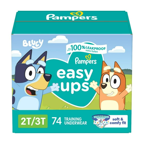 Pantalones de entrenamiento Pampers Easy Ups para niños y niñas 2T-3T, 74 unidades