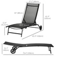thumbnail image 2 of Set of 2 Outdoor Pool Lounge Chairs with Wheels, 5-Position Adjustable Backrest, Breathable Mesh & Powder-Coated Steel Frame, Black Chaise Loungers for Patio, Deck, Garden, 2 of 5