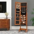 thumbnail image 4 of Gymax Lockable Jewelry Cabinet Armoire Standing Jewelry Holder Organizer with Mirror, 4 of 10