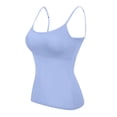 thumbnail image 5 of Tanghaowl Tank Tops for Women, Seamless Built In Bra Camisole For Soft Comfort Stretch Sleeveless Tank Top With Light Support Smooth Back Design Sky Blue XXL, 5 of 6
