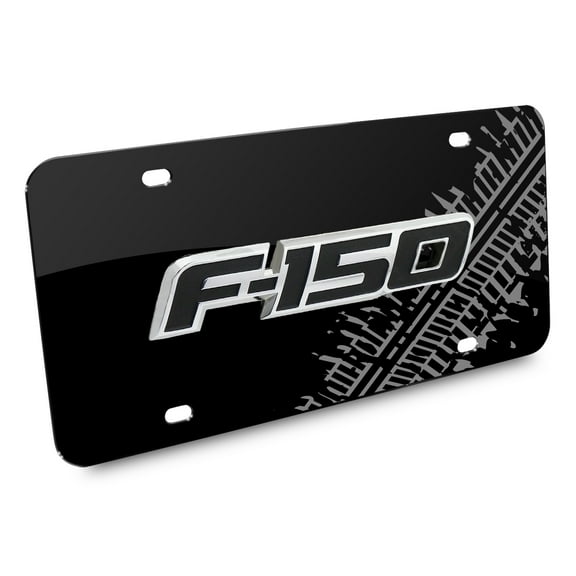 Ford F150 3D Logo Tire Mark Black License Plate