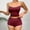 Wine, variant on Women Pajama Sets Fashion Solid Color Cami Pajamas Sets Casual Crew Neck Sleeveless Sleepwear with Shorts Summer Pajamas