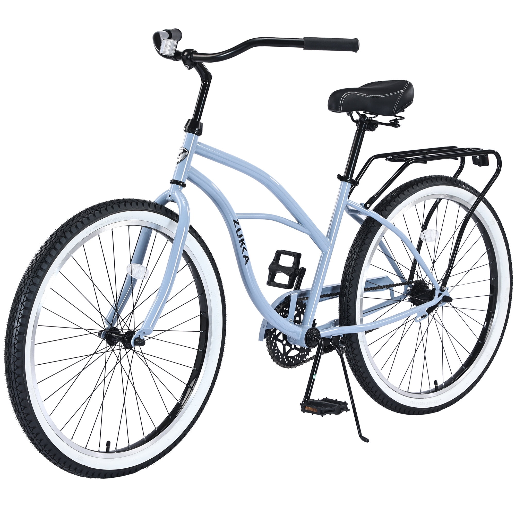 Road Bikes, Single Speed Bicycles 26"Inch,Steel Frame, Wide Wheels for Stability, Rear Coaster Brakes,Multiple ColorsWomen's Beach Cruiser Bike, Blue Mountain Bikes,Steel Bicycles