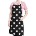 thumbnail image 5 of Black White Cat Moon Star Pattern Apron-Garden Aprons for Women with Pockets-Cotton Linen Waterproof Kitchen Cooking Gardening Aprons Adjustable for Kitchen,Cooking,BBQ and Salon 33x27 Inch, 5 of 7
