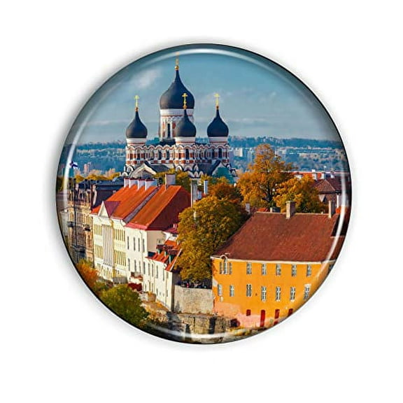 Tallinn Estonia Magnet Strong and Flexible Tallinn Estonia Refrigerator Magnet 1.1 Inch Epoxy Dome