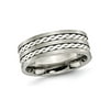 Sterling Silver Braided Inlay Burshed Titanuim Band 8mm