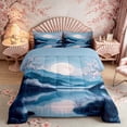 thumbnail image 2 of Manfei Fantasy Lake Full Size Comforter Sets for Girls Women, Moon Cherry Mountain Bedding Sets, Blue Pink White, Reversible 3pcs, 1 Comforter and 2 Pillowcases, 2 of 6