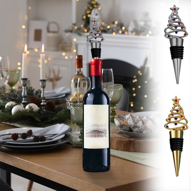 XWSHYW Aparatos de Utensilios de Cocina. Tapón de Vino Tinto para Árbol de Navidad, Tapón de Aleación para Botella de Vino, Tapón para Conservación de Vino, Regalos para Fiesta Del Día de Navidad