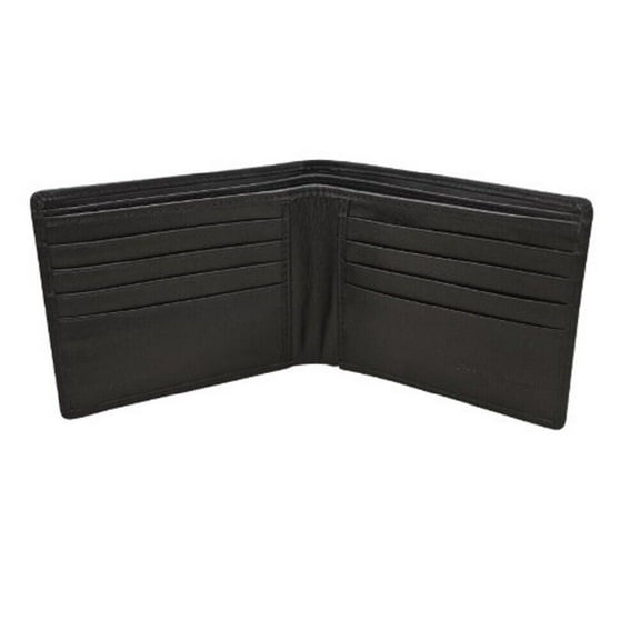 ili New York Black Leather Bifold Mens Wallet With Detachable ID Card Holder New
