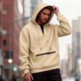 thumbnail image 6 of RYDCOT Mens Quarter Zip Waffle Hoodie - Performance Fleece 1/4 Zip Pullover Sweatshirt Mens Golf Shirts for Workout Hiking Running Khaki, 6 of 8