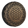 thumbnail image 2 of Flower Of Life Mandala Noir Or Housse de Pneu de Rechange pour RV SUV Remorque Géométrie Sacrée Protection de Roue de Voiture, 2 of 5