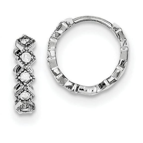 Primal Silver Sterling Silver Rhodium-plated Cubic Zirconia Hinged Hoop Earrings
