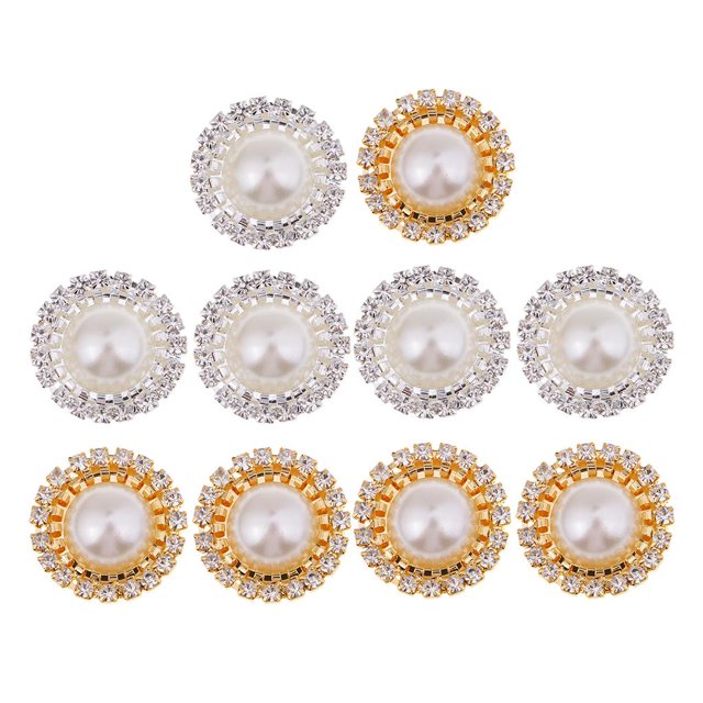 5/10 piezas de de imitación con botón de perla Flatback Cabochon Charms accesorios de fabricación de joyas para la decoración 10 piezas oro plata