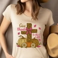 thumbnail image 4 of Give Thanks to the Lord Christian Fall Pumpkin Cross Graphic T-Shirt, Gold, Size XL, 4 of 6