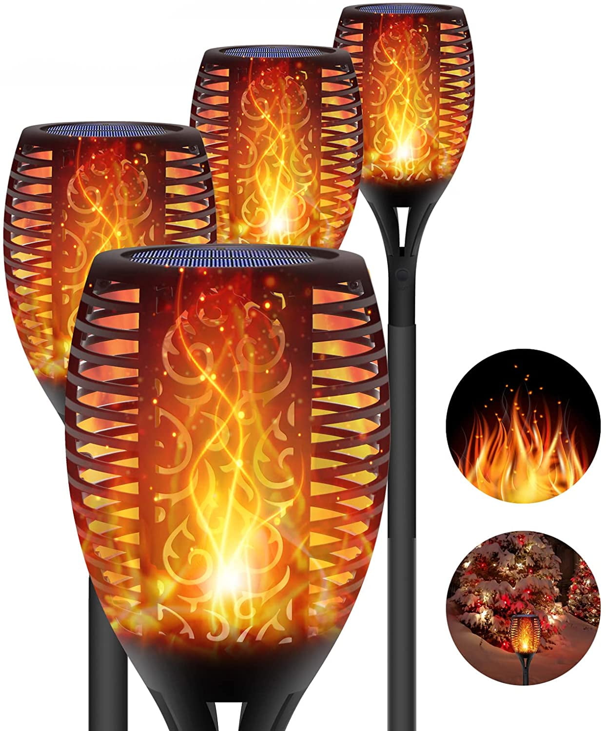 96LED Solar Torch Flicker Dance Flame Lamp Power Garden Tiki Light Path Chrismas 
