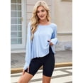 thumbnail image 5 of Women'S Long Sleeve Solid Color Loose - Fit Casual Yoga Top - Soft, Breathable for Yoga  Blue M, 5 of 8