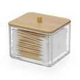 thumbnail image 2 of ZMKIAG Clear Plastic Cotton Swab Dispenser with Lid, Square Bathroom Organizer for Q-Tips, Cotton Pads, Under-Bed Storage – Stackable Canisters for Countertop, Vanity, Travel, 2 of 9