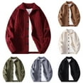 thumbnail image 2 of ZCFZJW Full Button up Jackets for Men Trendy Fall Long Sleeve Twist Cable Knit Open Front Cardigan Sweater Tops Lapel Collared Pullover with Pockets Wine XL, 2 of 5