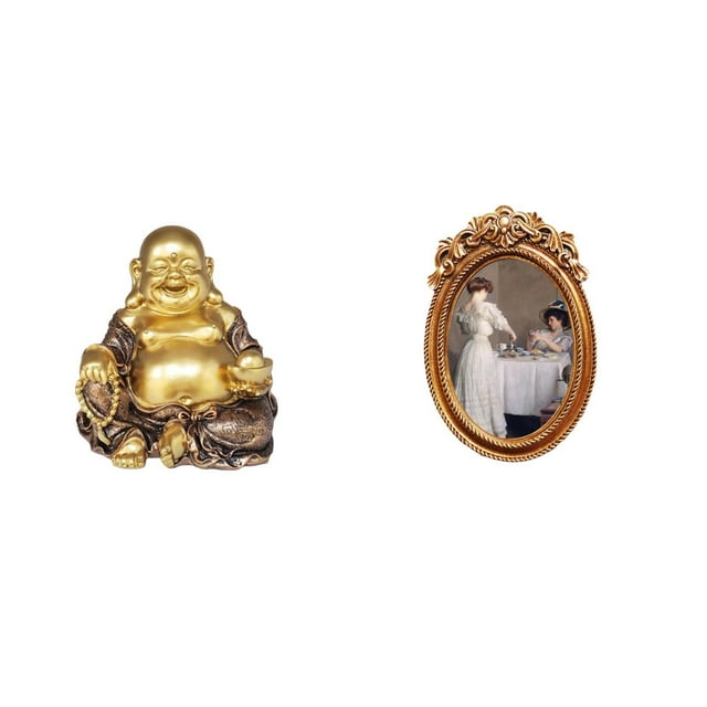 Estatua de Buda,Figuras de estatuas de Buda Bodhisattva de meditación,Marco de fotos,Marco de fotos vintage para colgar en la pared,Soporte para marco de fotos de mesa de escritorio