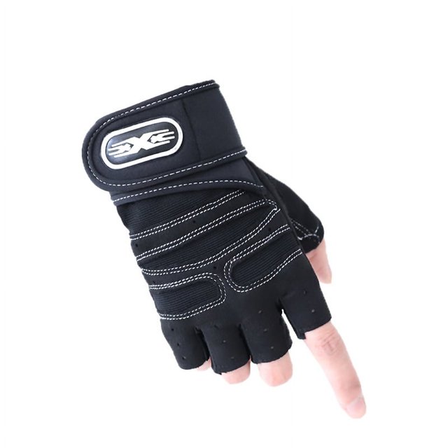 Guantes de fitness de medio dedo con protección de muñeca larga para mujer, equipo de barra, levantamiento de pesas, deportes al aire libre, guantes de equitación para hombres