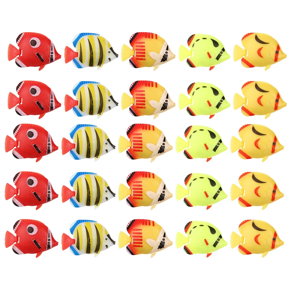 25PCS Lifelike Plastic Artificial Moving Floating Fish Ornament Random