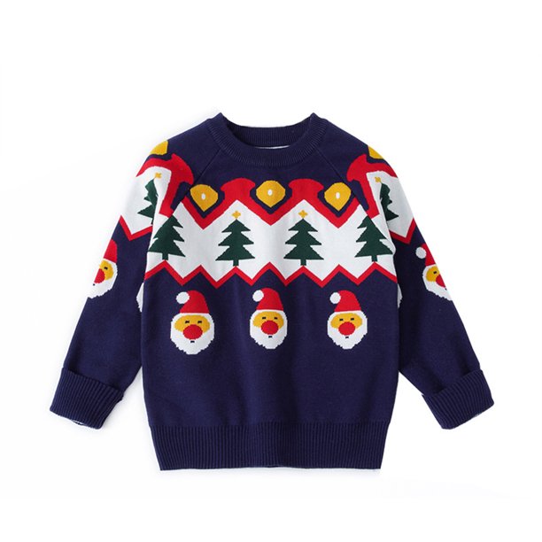 Gibobby Blusas Para Niñoses Suéter de Navidad para niños pequeños, suéter de punto para niños y niñas, suéter, camisa, abrigo cálido de invierno(Azul, 6-7 Años)