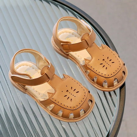 

AIEOTT Toddler Sandals Kids Shoes Baby Girl Children s Hollow Out Princess Shoes Soft-soled Casual Beach Sandals Girls Summer Outdoor Beach Sports Closed-Toe Sandals Summer Savings Clearance