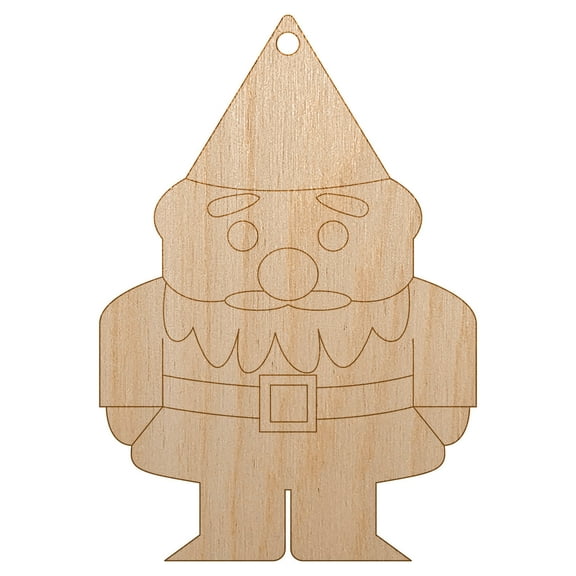 Gnome Solid Wood Holiday Christmas Tree Ornament Unfinished DIY Pre-Drilled Craft