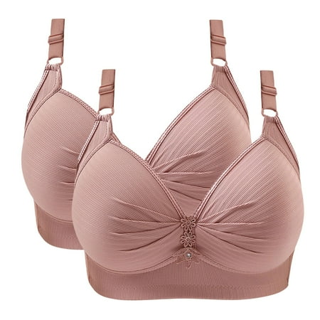 Mceream 2 Pcs Sports Bras for Women High Support Adjustable Straps No Underwire Wireless Push Up Bra Soft Support Full Coverage Bra Seamless Tshirt Bras Sexy Comfort Bralettes Plus Size Everyday Bra
