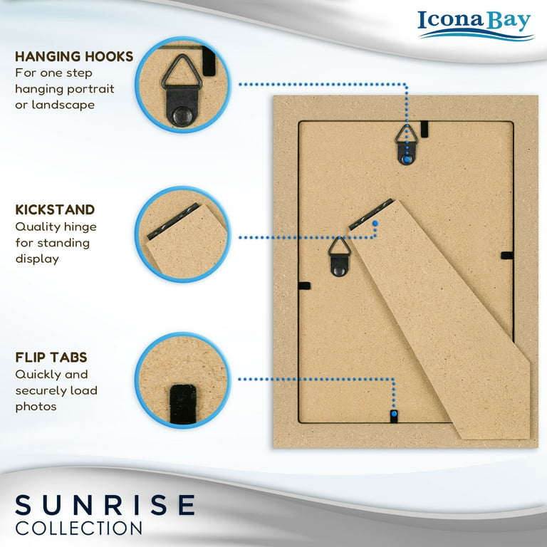 Picture Frames-4x6 and 5x7 and 6x8 Hanging or Standing-Set of 3