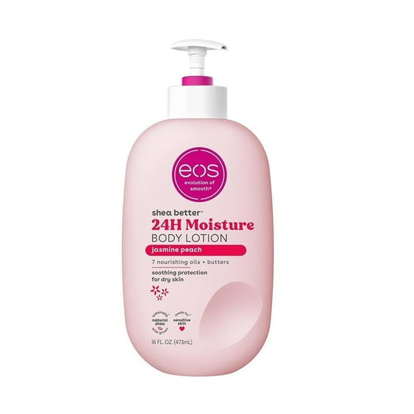 Loción corporal EOS Shea Better jasmine peach 24h hidratación 473 ml