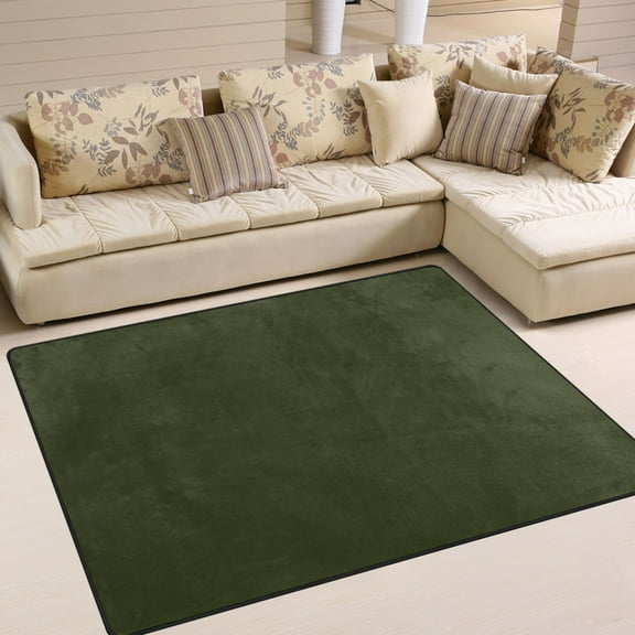 Ryvnso Olive Green Solid Area Floor Rugs Soft Non-Slip Large Mats Nursery Carpets 80" x 58"