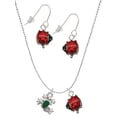 thumbnail image 1 of Delight Jewelry Silvertone Mini Green Tree Frog Red Lucky Ladybug Necklace and Dangle Earrings Set, 1 of 6