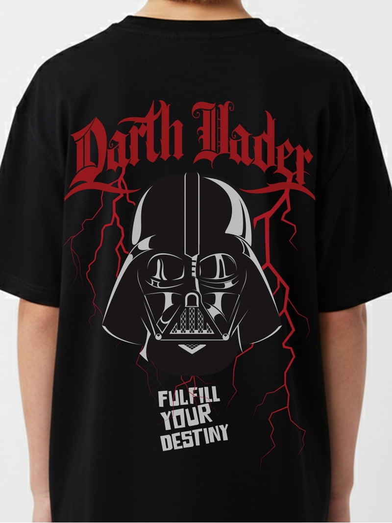 Star Wars, Boys' Elevated Front and Back Graphic T-Shirt, Darth