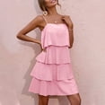 thumbnail image 4 of Hfolob Womens Dresses Women's 2024 Summer Dresses Sleeveless Ruffle Tiered Layered Chiffon Pleated A Line Swing Mini Dresses Beach Dress For Women 2024 Vacation, 4 of 8