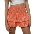thumbnail image 2 of Xixinqiwan Women's Plus Size Skirt,Women's Mini Skirt Mini Skirt Pleated Ruffle Printed Fashion Floral Skirts Half Skirts for Beach Wear, 2 of 6