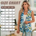 thumbnail image 7 of Uorisanigo Blue Floral Print Women's Suit Vest with Pockets Size S Lightweight Women's Suit Vest V Neck Top Vests Blazer Fashion Outerwear, 7 of 7
