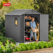 Keter Darwin 6 by 8 Foot Outdoor Garden Tool Storage Shed, Graphite Gray