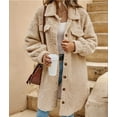 thumbnail image 4 of Women'S Teddy Fleece Coat-Plush Oversized Long Cardigan, Cozy Winter Fuzzy Outwear for Casual Style Khaki M, 4 of 9