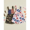 thumbnail image 3 of BemeyourBBs Toddler Baby Girl Boy 4th of July Overalls Outfit Patriot Independent Day Summer Clothes Bib Overalls Shorts Star Bow American Flag Camo Adjustable Strap Jumpsuit with Pockets, 3 of 9